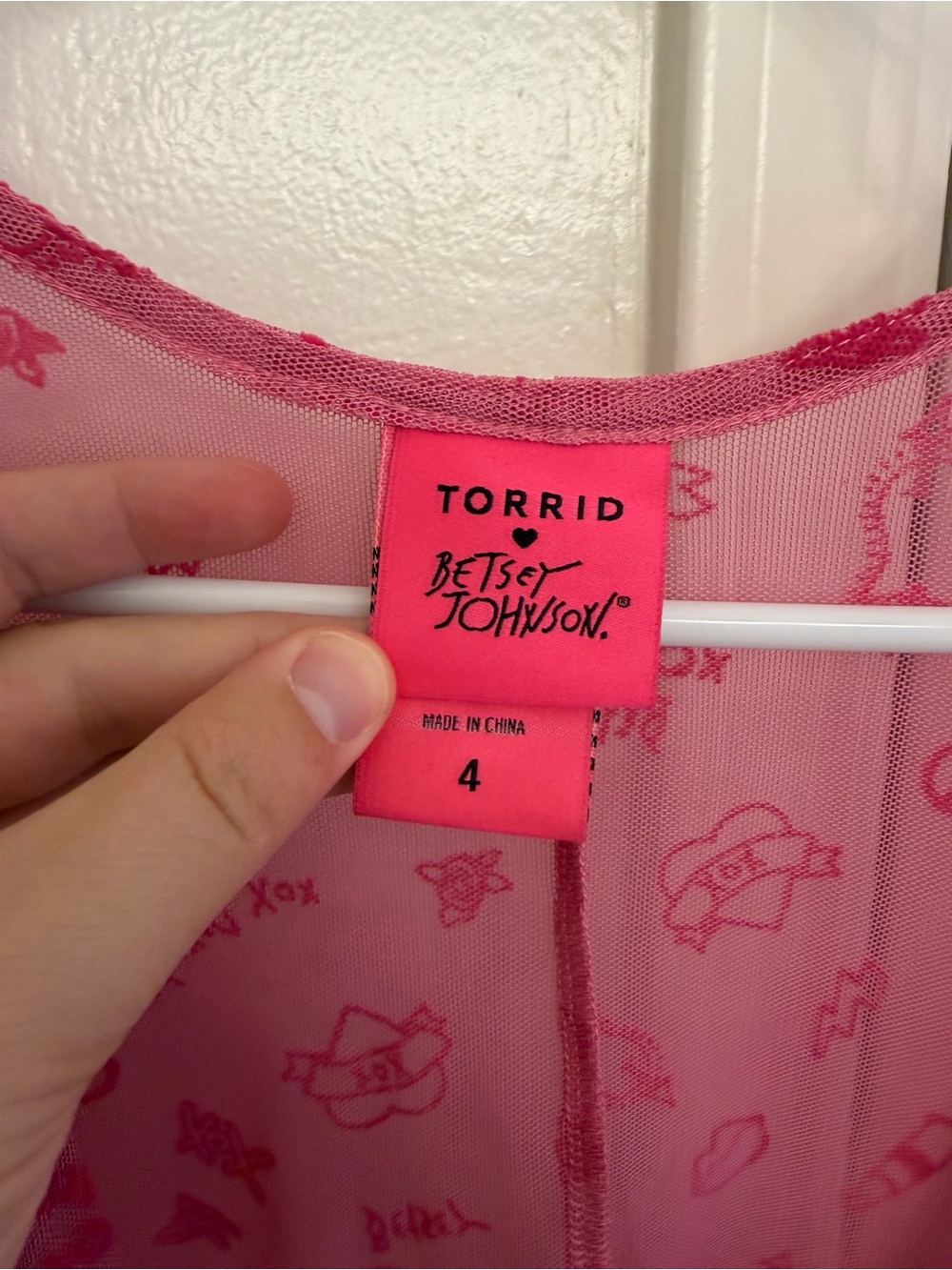 torrid x Betsey Johnson Mesh Kimono Tie Front Sheer Size 4 - Picture 9 of 16